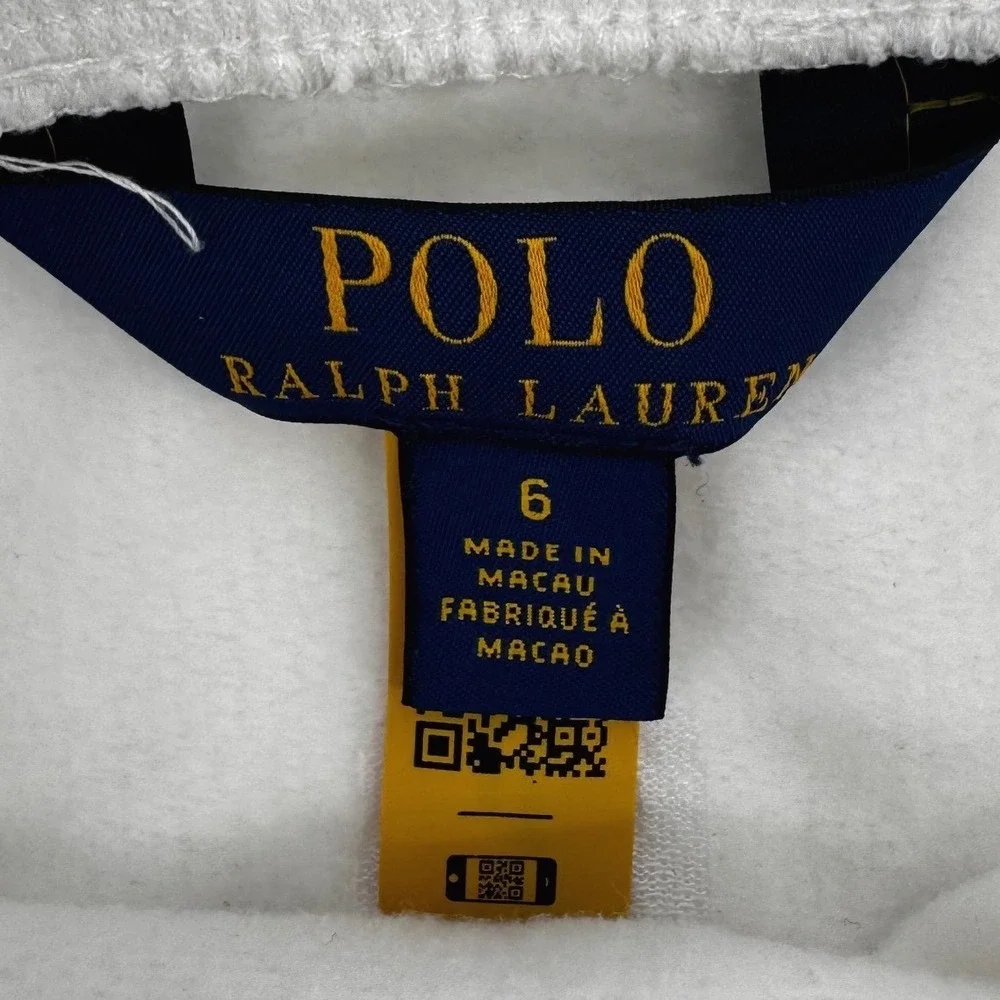 Polo Ralph Lauren Girls 6 White Fleece Skirt Multi Color Embroidered Pony Logo